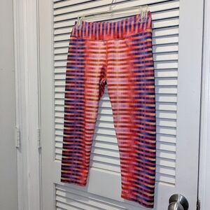 PrAna Roxanne Capri Athletic Leggings Women’s Medium Purple Orange Yoga Running